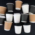 مزدوجة الجدار القهوة الساخنة PLA كأس الورق القابل للتحلل لون مخصص الحجم القابل للتصرف